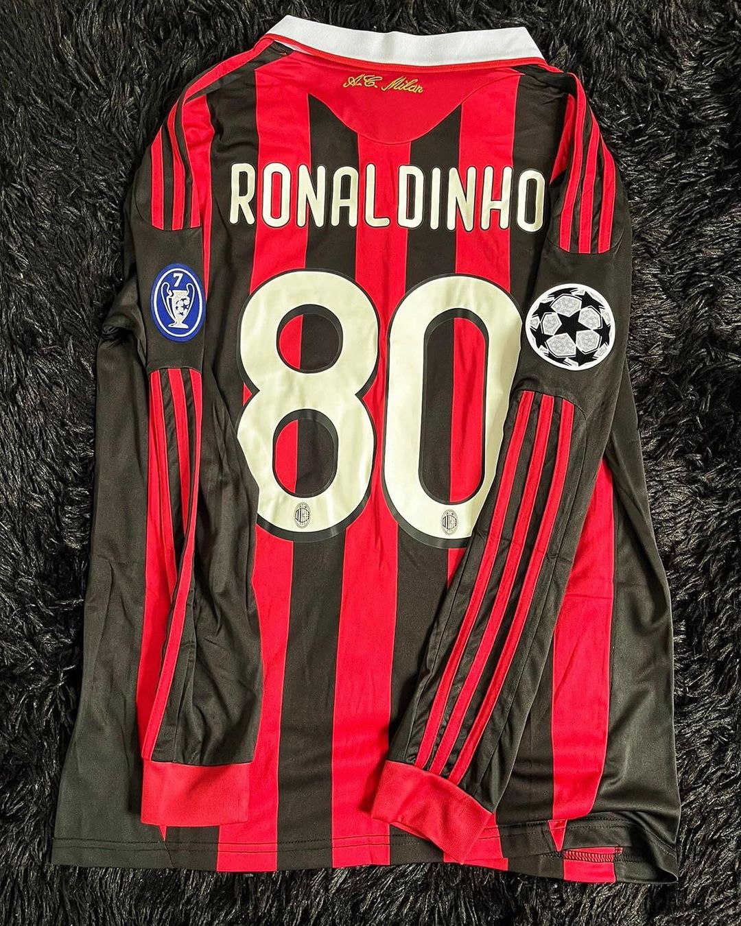 Milan Retro 09/10 Long Sleeve Shirt - Ronaldinho #80 (+Patches)